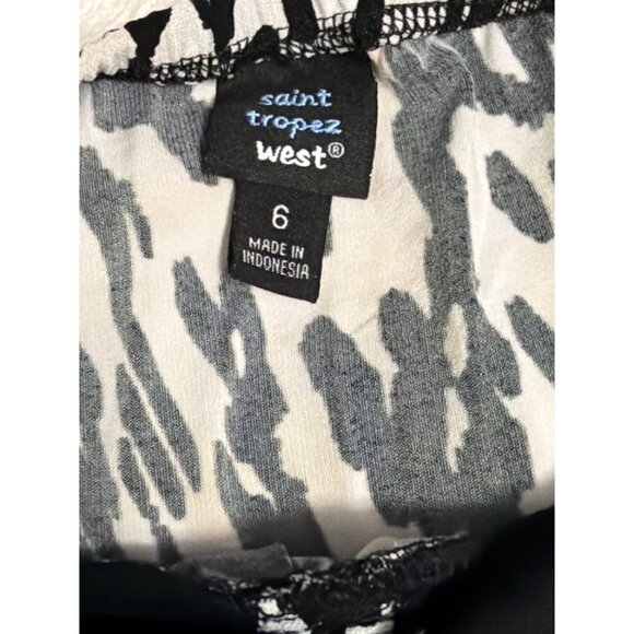 Saint Tropez West Black & White Tribal Print Halter Dress Size 6 - Picture 4 of 7